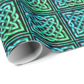 Celtic Knot - Square Blue Green Design Geschenkpapier (Rolleneckpunkt)