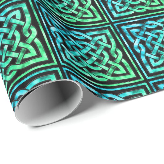 Celtic Knot - Square Blue Green Design Geschenkpapier (Rolleneckpunkt)