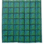Celtic Knot - Square Blue Green Dusche Vorhang (Vorderseite)