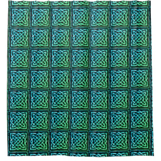 Celtic Knot - Square Blue Green Dusche Vorhang (Vorderseite)