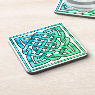 Celtic Knot - Square Blue Green Getränkeuntersetzer