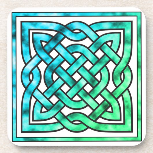 Celtic Knot - Square Blue Green Getränkeuntersetzer (Vorderseite)