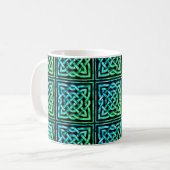 Celtic Knot - Square Blue Green Kaffeetasse (Vorderseite Links)