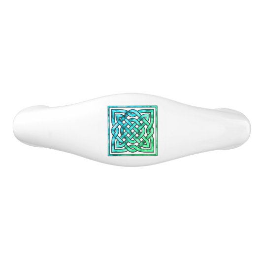 Celtic Knot - Square Blue Green Keramik Schubladengriff (Vorderseite)