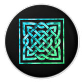 Celtic Knot - Square Blue Green Known Keramikknauf (Vorderseite)