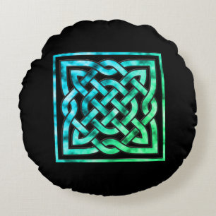 Celtic Knot - Square Blue Green Rundes Kissen