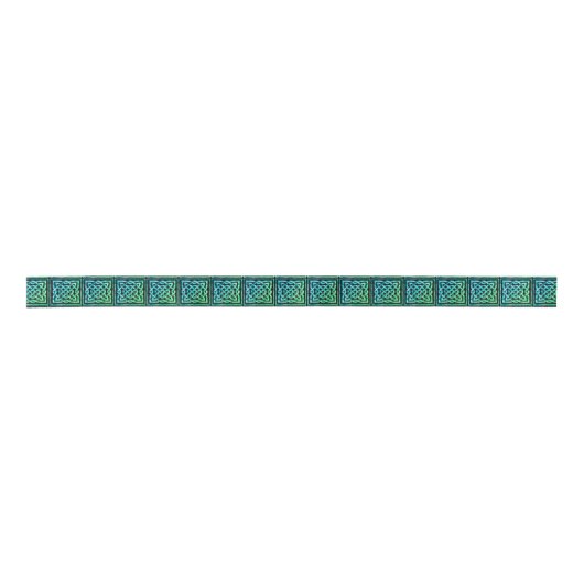 Celtic Knot - Square Blue Green Satinband (Vorderseite)