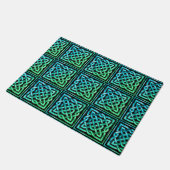 Celtic Knot - Square Blue Green Tile Fußmatte (Schrägansicht)