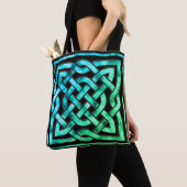 Celtic Knot - Square Border Blue Green Toag Tasche (Von Nahem)