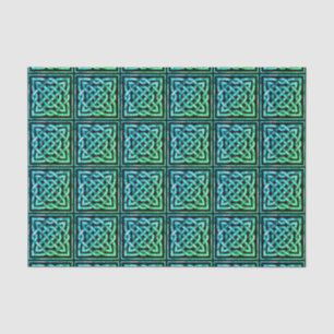Celtic Knot - Square Tile Blue Green Tissue Paper Seidenpapier
