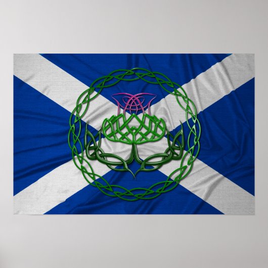 Celtic Knot Thistle and Flag Poster (Vorne)