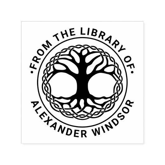 Celtic Knot Tree of Life #2F Library Book Name Permastempel (Design)