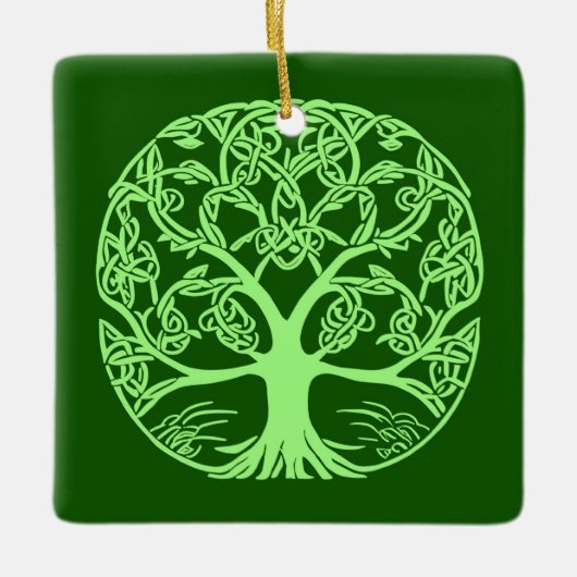Celtic Knot Tree of Life Emerald Green Keramikornament (Vorderseite)