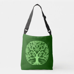 Celtic Knot Tree of Life Emerald Green Tragetaschen Mit Langen Trägern