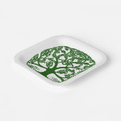 Celtic Knot Tree of Life Green on White Pappteller (Gewinkelt)