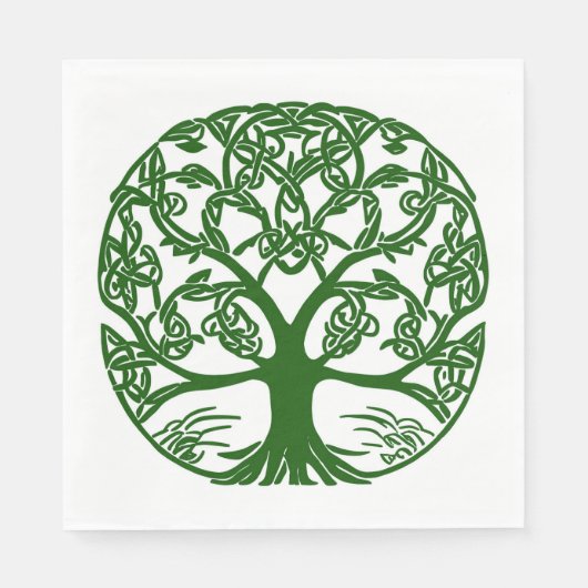 Celtic Knot Tree of Life Green on White Serviette (Vorderseite)