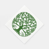 Celtic Knot Tree of Life Green on White Serviette (Ecke)