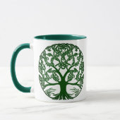 Celtic Knot Tree of Life Green on White Tasse (Links)