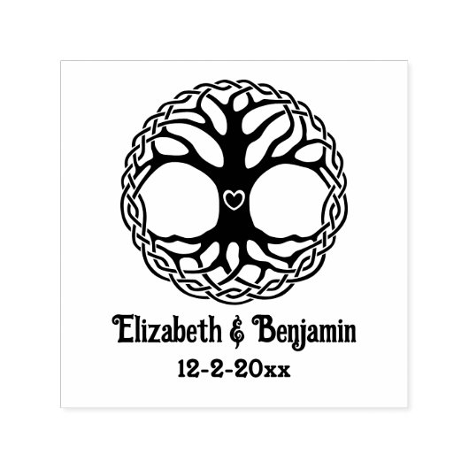 Celtic Knot Tree of Life Hrt Couple #2 Name Datum Permastempel (Design)