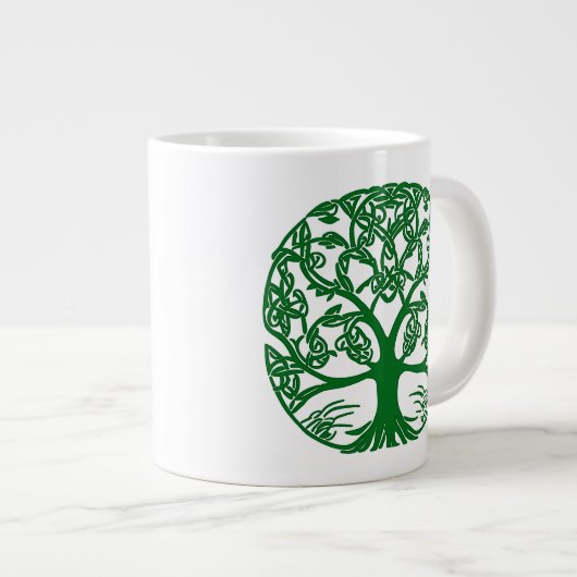 Celtic Knot Tree of Life in Emerald Green Jumbo-Tasse (Vorderseite Rechts)