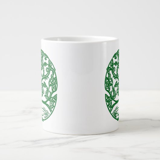 Celtic Knot Tree of Life in Emerald Green Jumbo-Tasse (Vorderseite)