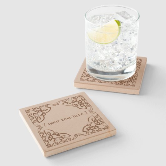 Celtic Knot Tribal Design Brown Weatherversion Steinuntersetzer (Seitenansicht)