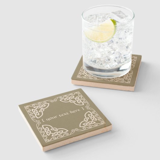 Celtic Knot Tribal Design Clear Border Version Steinuntersetzer (Seitenansicht)