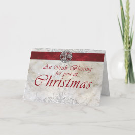 Celtic Knot Triskelion Red & Green Weihnachtskarte Feiertagskarte