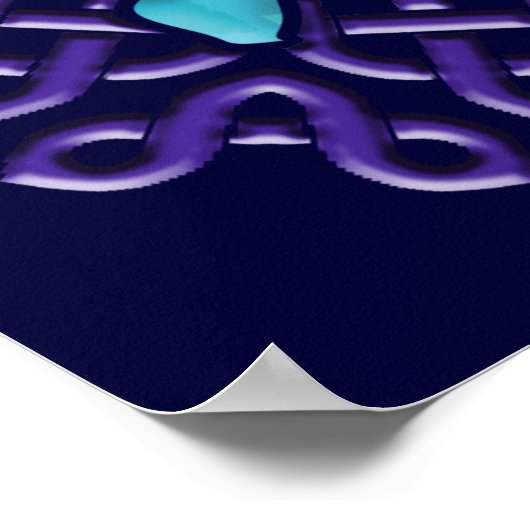 Celtic Knot Turtle (Blue) Poster (Ecke)