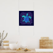 Celtic Knot Turtle (Blue) Poster (Küche)
