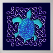 Celtic Knot Turtle (Blue) Poster (Vorne)