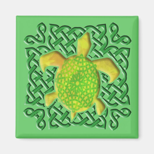 Celtic Knot Turtle (Green) Magnete Magnet (Vorne)
