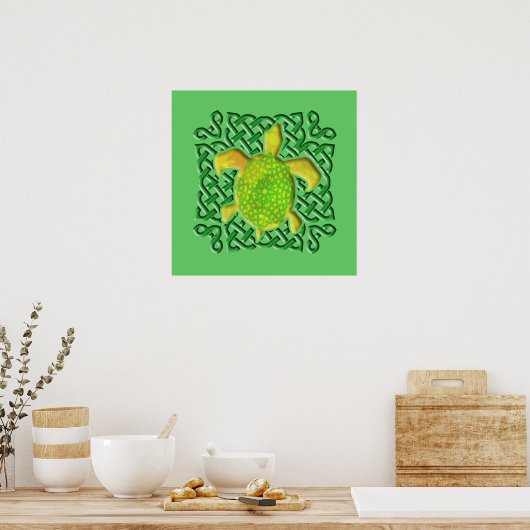 Celtic Knot Turtle (Green) Poster (Küche)