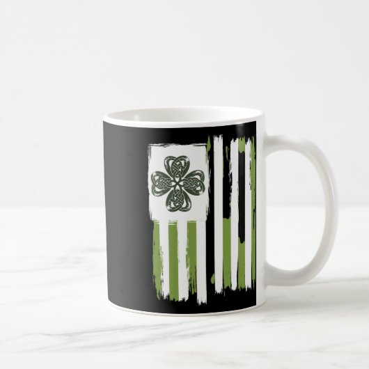Celtic Knot Vierblättriges Kleeblatt Stripes Desig Kaffeetasse (Rechts)