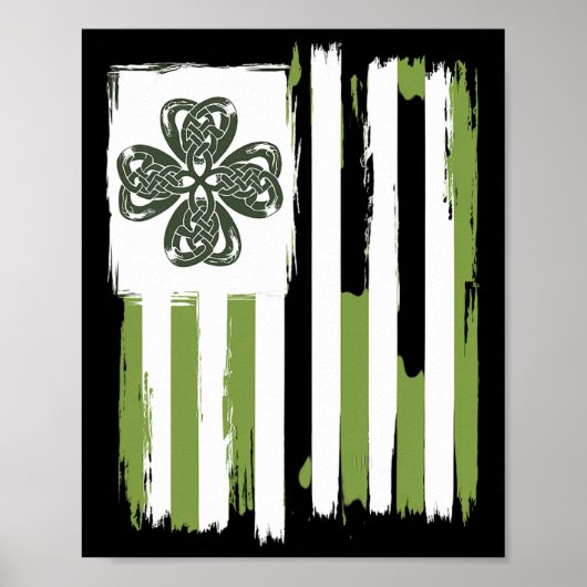 Celtic Knot Vierblättriges Kleeblatt Stripes Desig Poster (Vorne)