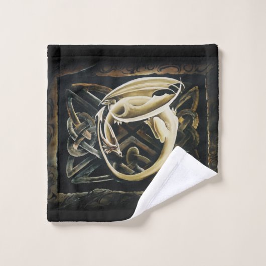 Celtic Knot Work Cream Dragon Badhandtuch Set (Waschlappen)