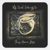 Celtic Knot Work Cream Dragon Buchzeichen Quadratischer Aufkleber (Vorderseite)