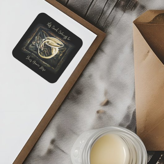 Celtic Knot Work Cream Dragon Buchzeichen Quadratischer Aufkleber