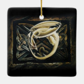 Celtic Knot Work Cream Dragon Keramikornament (Rückseite)