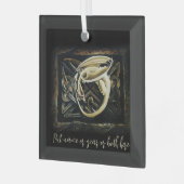 Celtic Knot Work Cream Dragon Ornament Aus Glas (Vorderseite links)