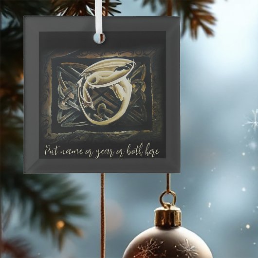 Celtic Knot Work Cream Dragon Ornament Aus Glas