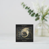 Celtic Knot Work Cream Dragon Quadratische Visitenkarte (Stehend Vorderseite)