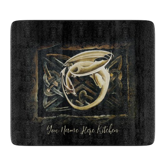 Celtic Knot Work Cream Dragon Schneidebrett (Vorderseite)