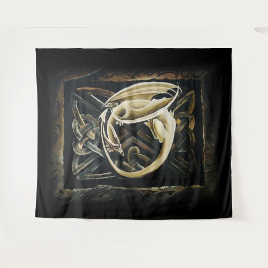 Celtic Knot Work Cream Dragon Wandteppich (Vorderseite (Horizontal))