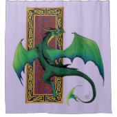 Celtic Knot Work Green Dragon Lila Duschvorhang (Vorderseite)