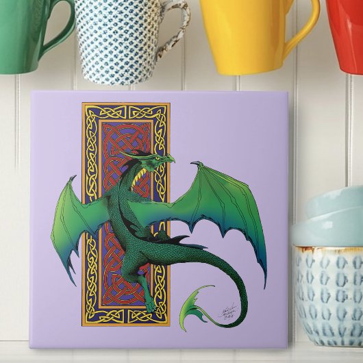 Celtic Knot Work Green Dragon Lila Fliese