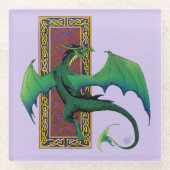 Celtic Knot Work Green Dragon Lila Glasuntersetzer (Vorderseite)