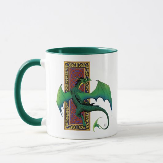 Celtic Knot Work Green Dragon Lila Tasse (Links)