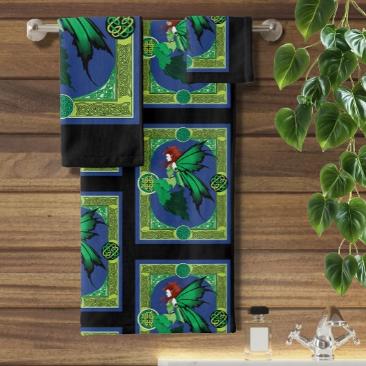 Celtic Knot Work Green Fairy Badhandtuch Set
