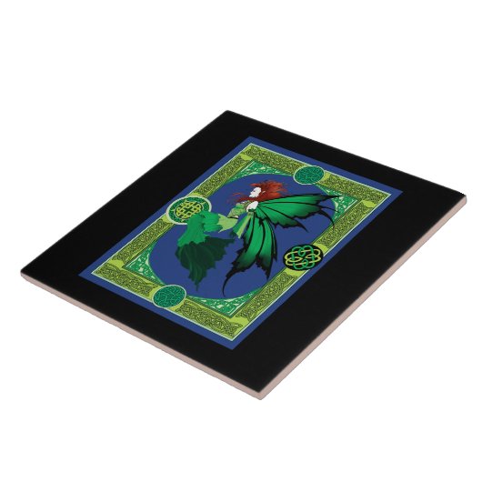 Celtic Knot Work Green Fairy Fliese (Seite)